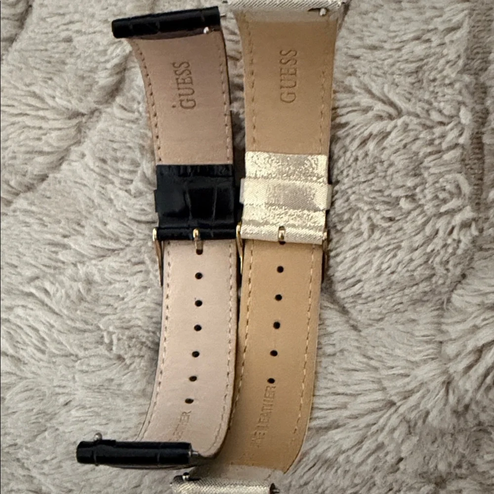 Guess Golden ColorSet of 2 Black & Glitter Leather Strap 16mm - 16 Newoldstock
